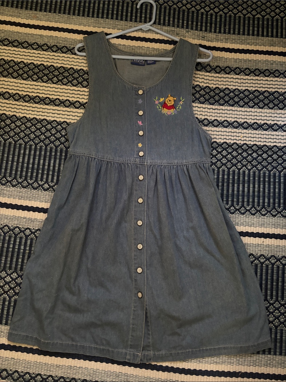 Disney Sleeveless Denim Dress with Winnie the Pooh Embroidery - Blue